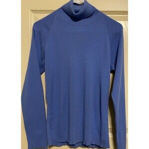 Vintage J Crew Y2K Womens Blue Cotton Ribbed Knit Sweater LS Turtleneck Classic
